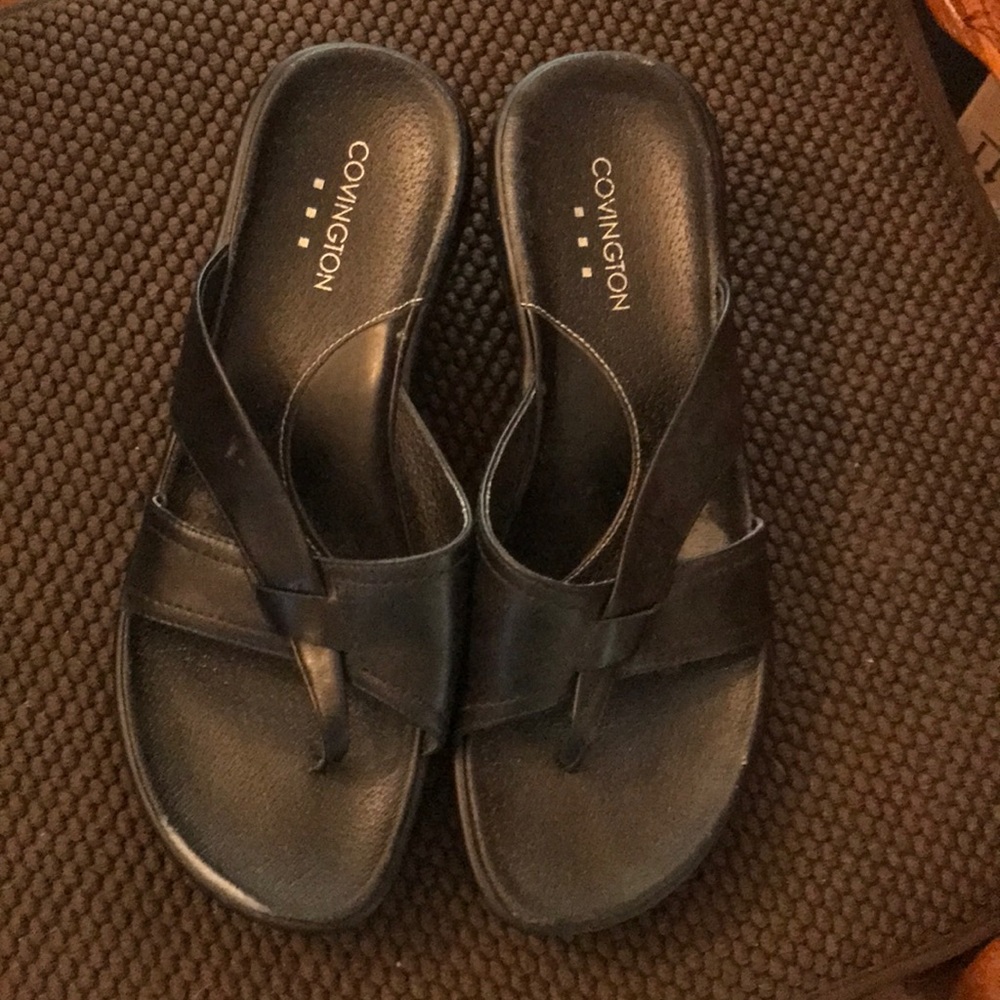 Covington Black slip on sandals